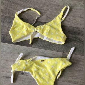 Beach Bunny yellow polka dot bikini